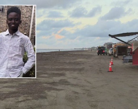 Equipos de rescate de Texas EquuSearch y múltiples agencias buscan en las aguas de Surfside Beach, Texas, utilizando drones, botes y helicópteros mientras continúan los esfuerzos de recuperación para localizar a Joshua Lahai, un niño de 11 años de Richmond que fue arrastrado por una ola el domingo 24 de mayo de 2026.